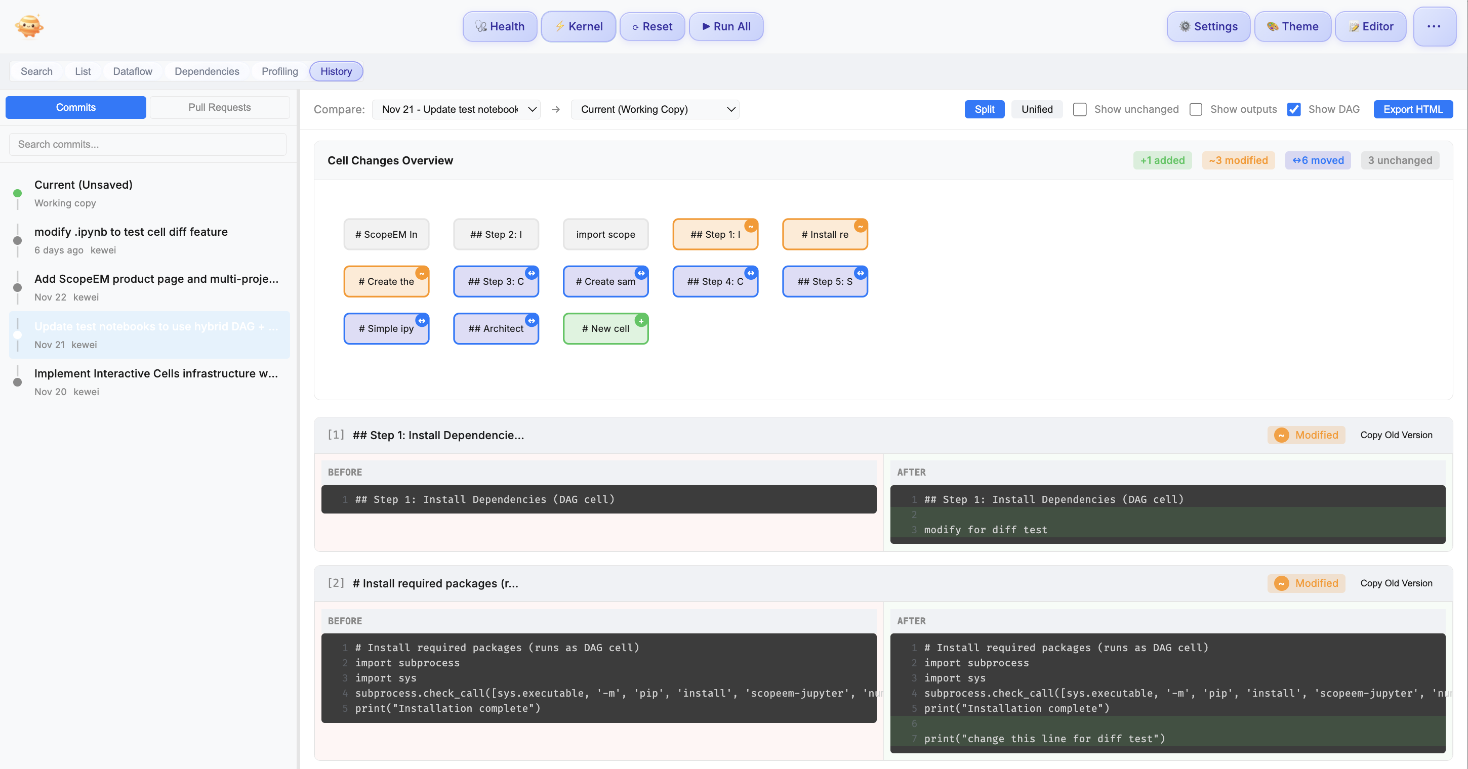 Cell-Level History and GitHub PR